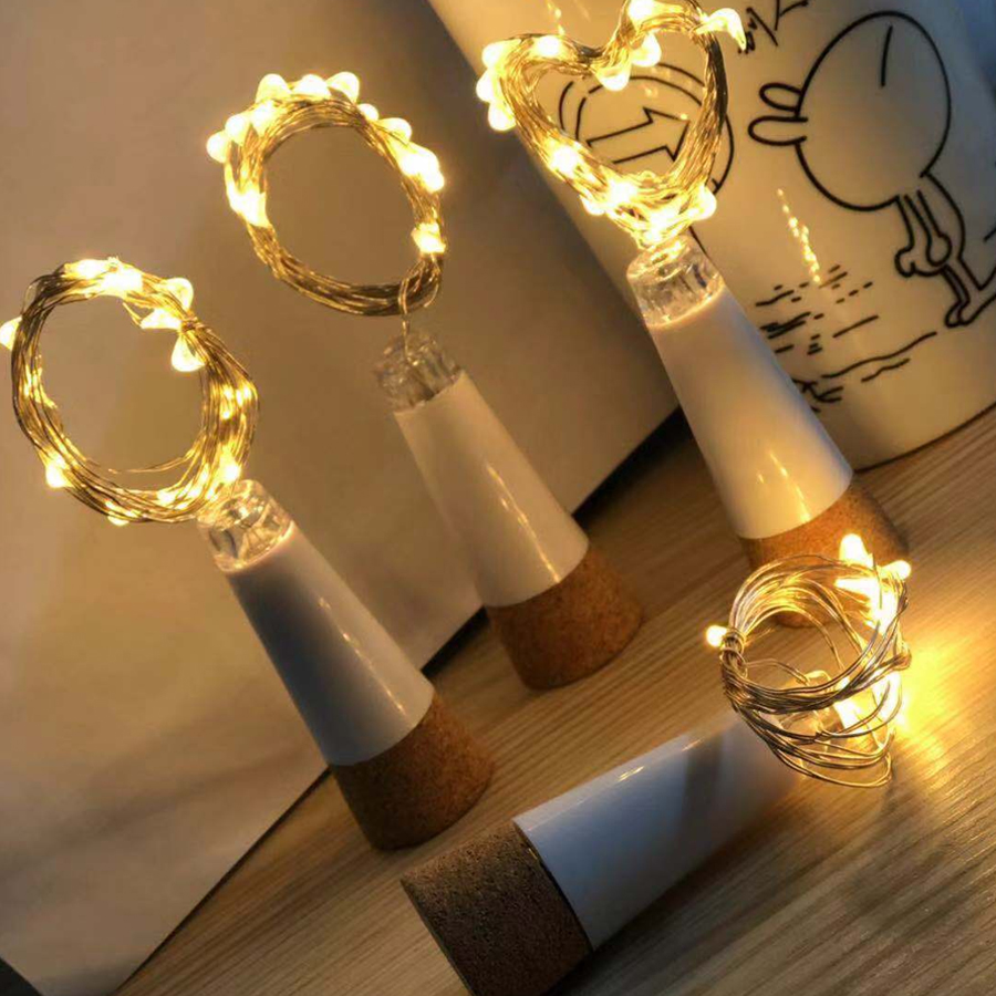 USB Rechargeable Powered LED Wine Bottle Fairy Lights Wedding Garden Decorative String Light Outdoor Lighting Garland Pa
