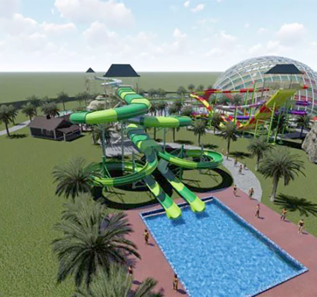 Commercial Dual Flume Water Park Slide Anti Rust 15m Fiberglass Spiral Water Slide