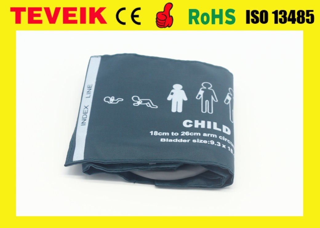 Factory Price GE Blood Pressure Cuff For Child, Double Hose NIBP Cuff, Nylon, 18cm-26cm