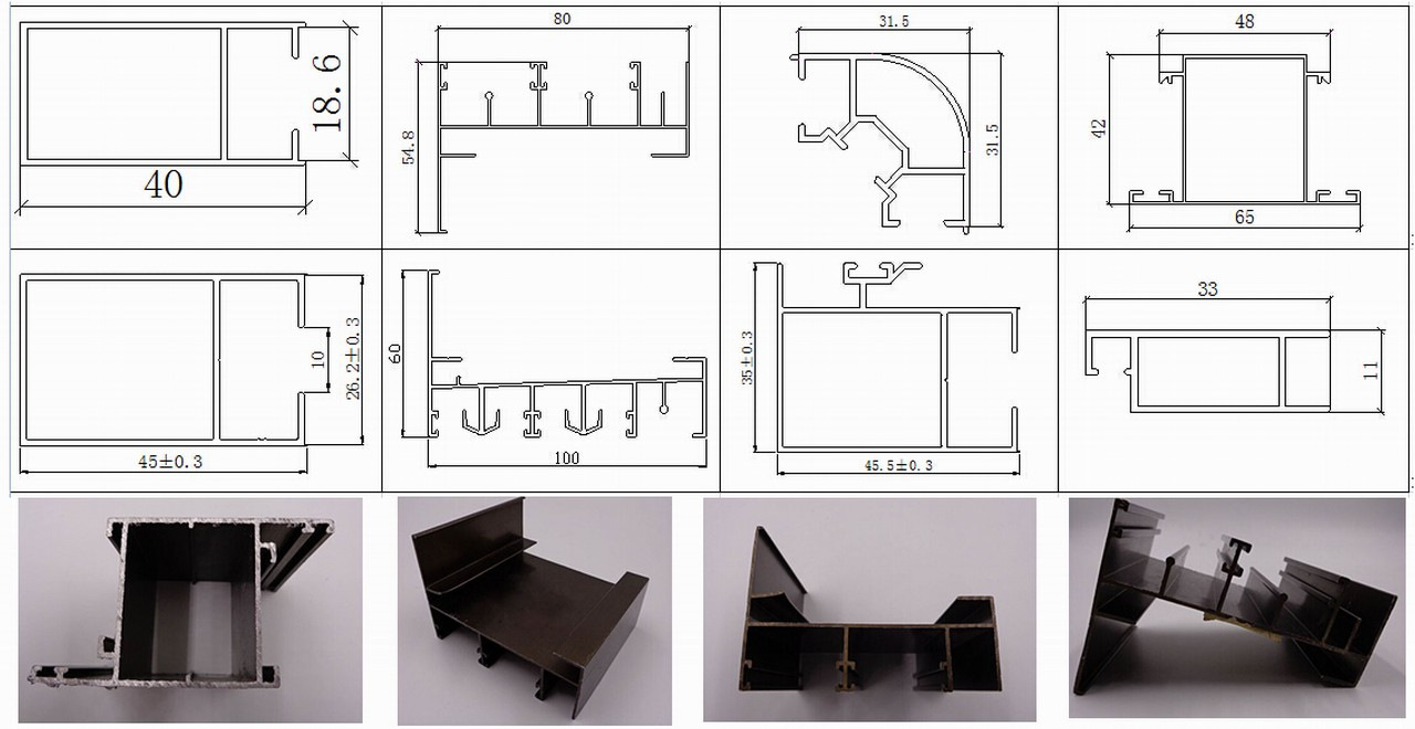 Powder Coating Black Aluminum Window and Door Extrusion Profiles for Tanzania