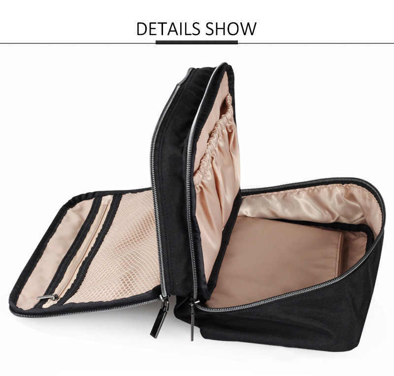 Fashion Custom Logo Pure Color Blank Toiletry Zipper Makeup Bag