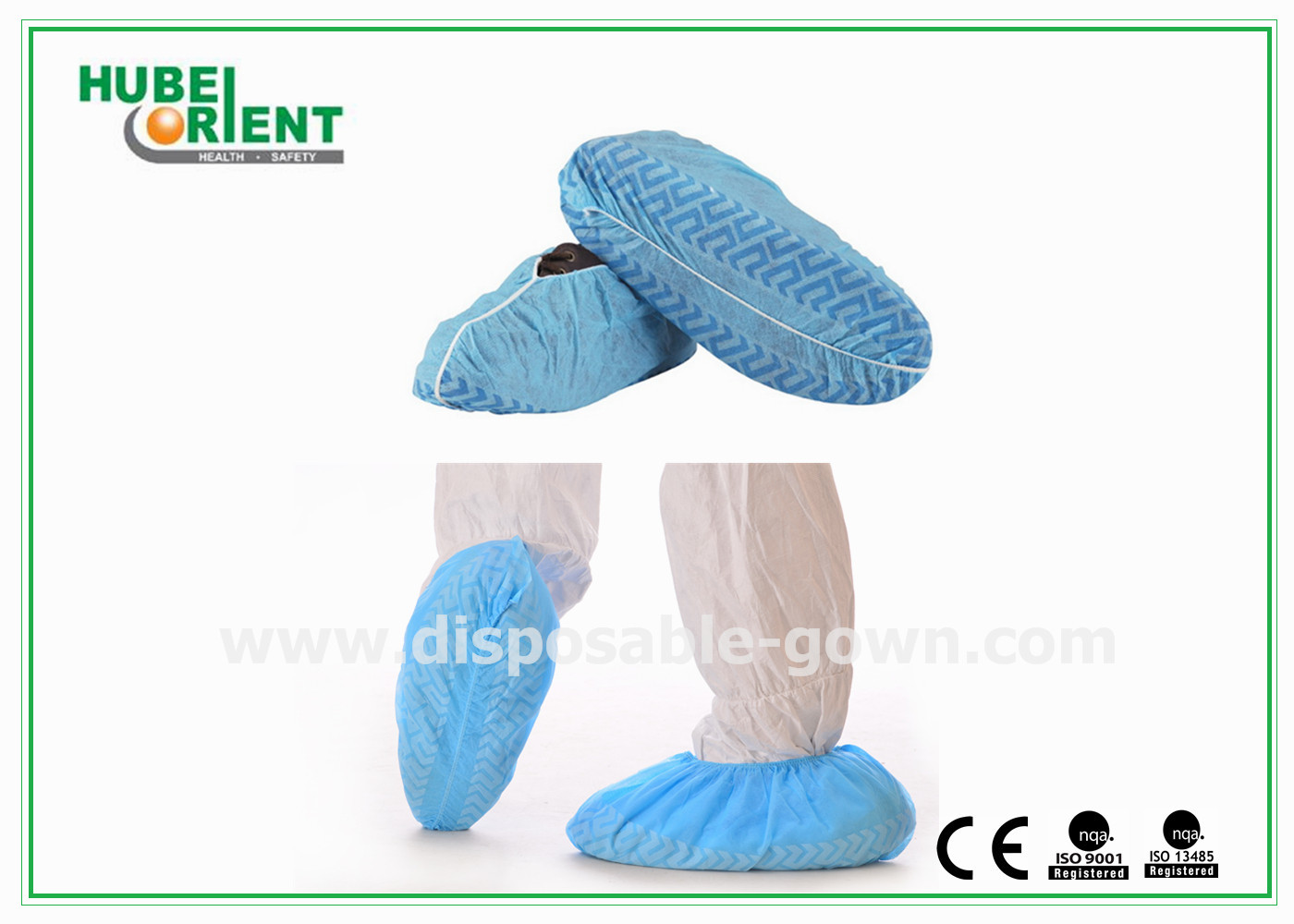 Single Use Waterproof Nonwoven Shoe Covers With Non Slip Stripes