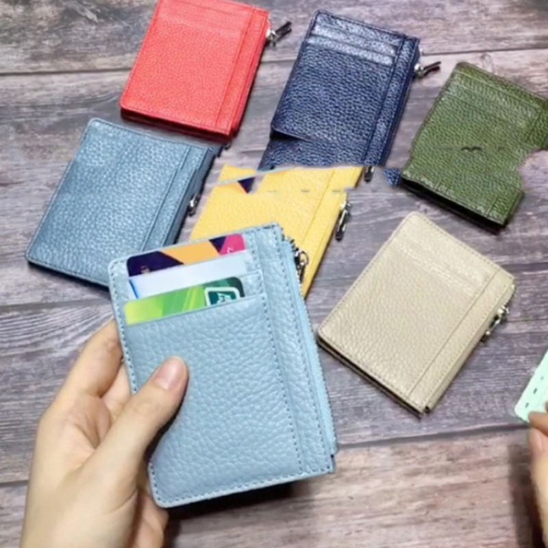 Fashion Style Tiding Women Custom Logo Color Saffiano Leather Card Holder Slim Credit Cardholder Wallet