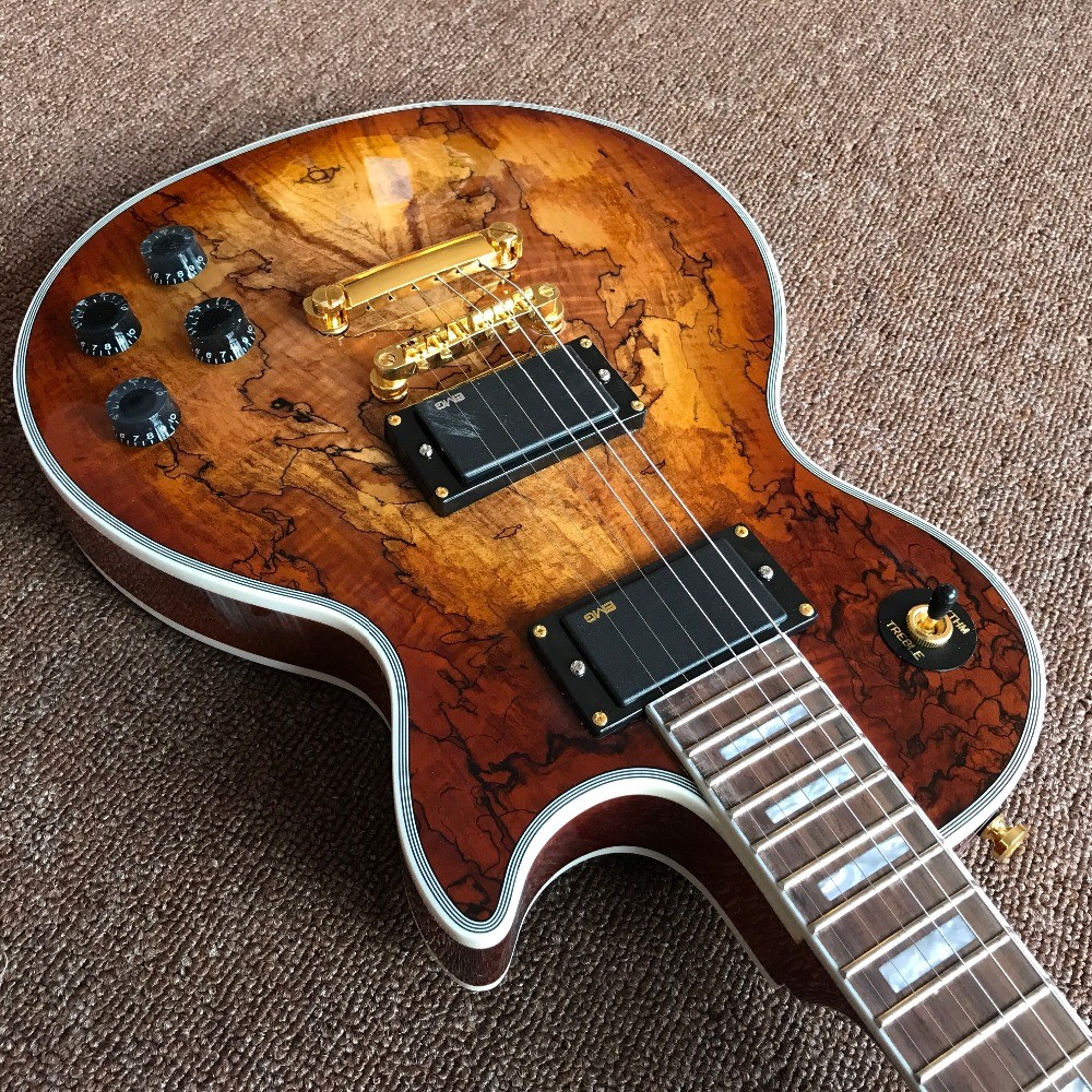 New custom Electric guitar Hot Selling Map transparent brown Custom Electric Guitar 6 Strings Guitars