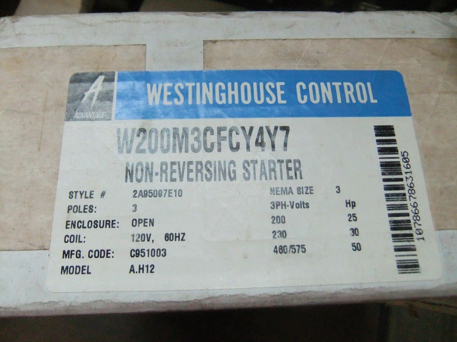 W200M4CFC ADVANTAGE STARTER 3-POLE NON-REVERSING NEMA SIZE 4 3-PHASE