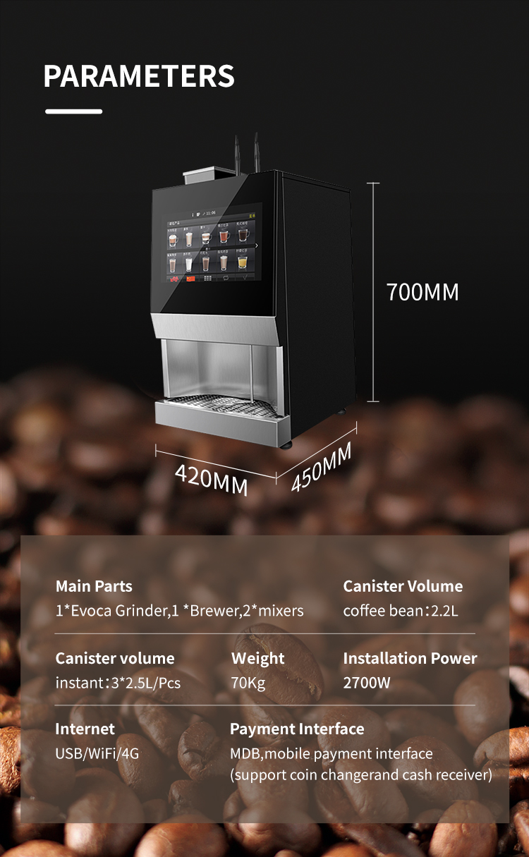 EVOACAS Automatic Cappuccino Vending Coffee Machine Anti Pollution