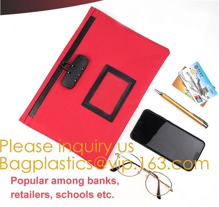 Custom Logo Security Money Pouch Utility Bank Deposit Bag with Zipper pouch case bag,Portable bank bag, bagease, bagplas