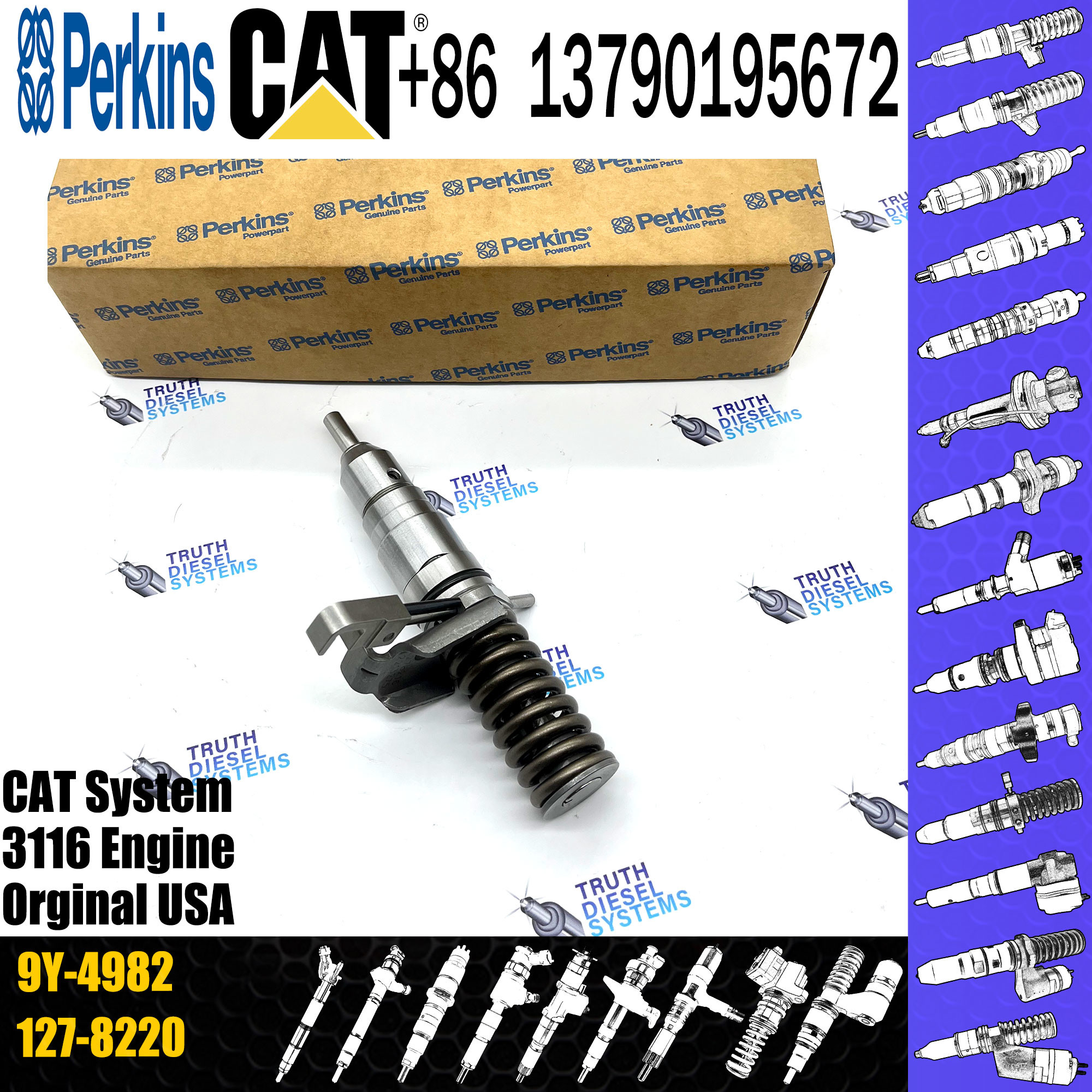 Excavator Parts E110B E120B 3114 E200B 3116 Engine diesel fuel injectors 9Y-4982 injector nozzle 9Y4982