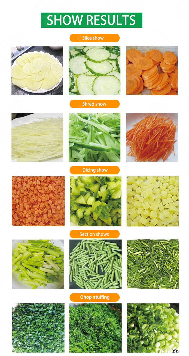 120-850KG/Hr Electric Multifunction Vegetable Cutting Machine Section Silk Chopped