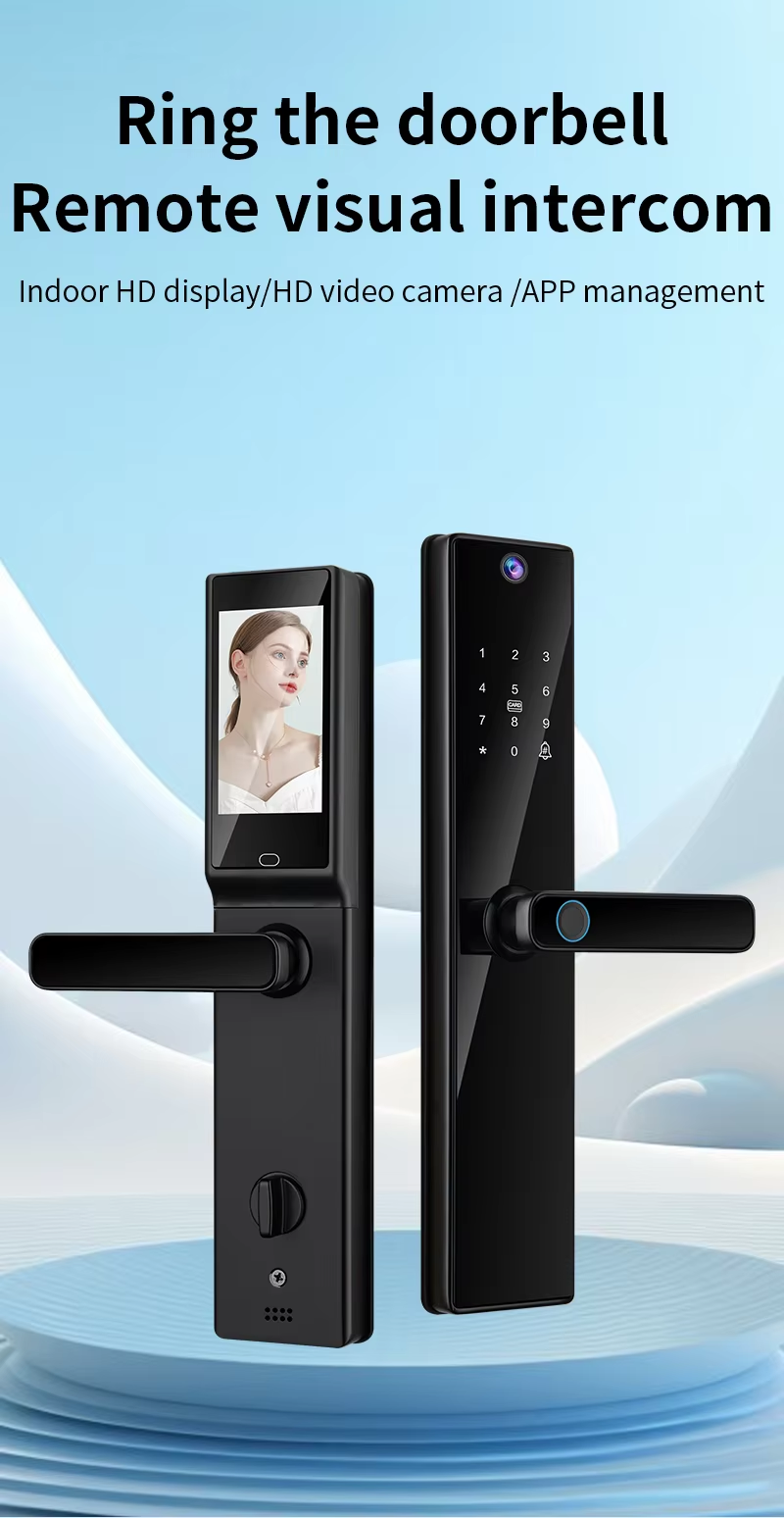 Qleung S819-2Max Tuya WiFi Fingerprint Card Key Code Smart Door Lock with Video Calling