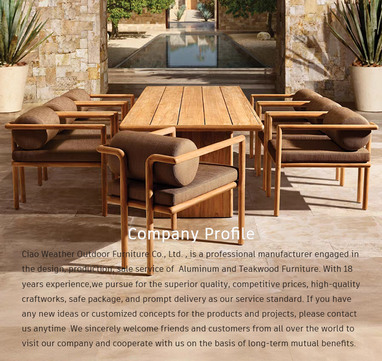 Courtyard Wooden Furniture Garden Furniture Dining Set Solid Wood Villa Teak Dining Armchair with Modern Design Style