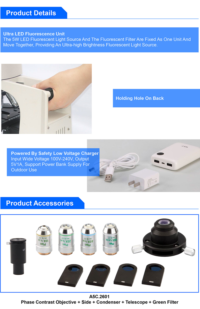 OPTO-EDU A16.2601-UL Fluorescence Microscopy 3W LED Illumination Systems Ultra LED Fluorescent Microscope