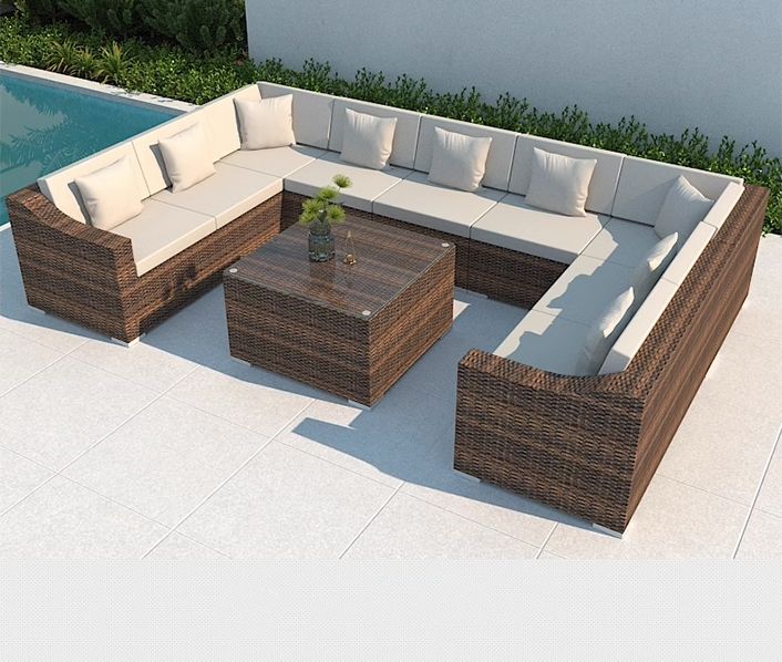 100% Polyester Fabric Outdoor Wicker Sofa Oem Garden Furniture Corner Sofa