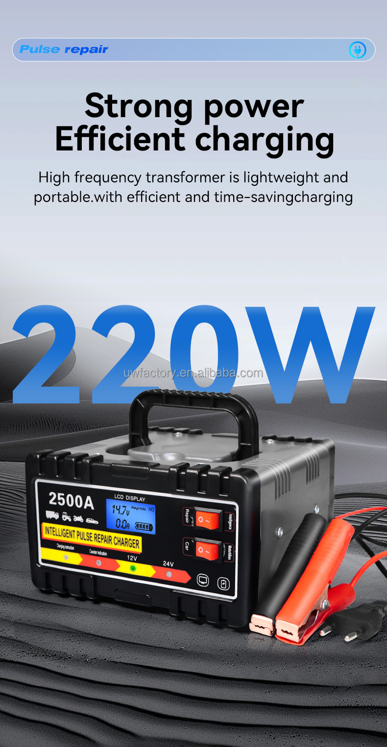 110V 220V 12V 10A 24V 5A Automatic Lead Acid Battery Charger for Auto Motorcycle Repair Intelligent and User-Friendly