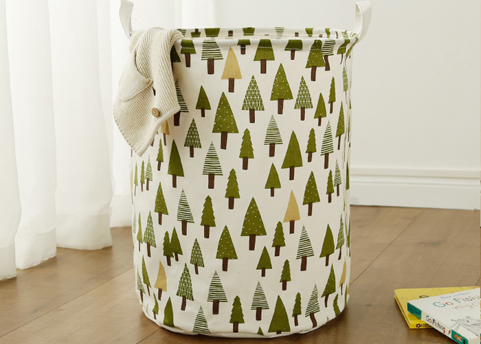Puting Foldable washing laundry basket toy storage bag cotton lenon customized green gree laundry facility