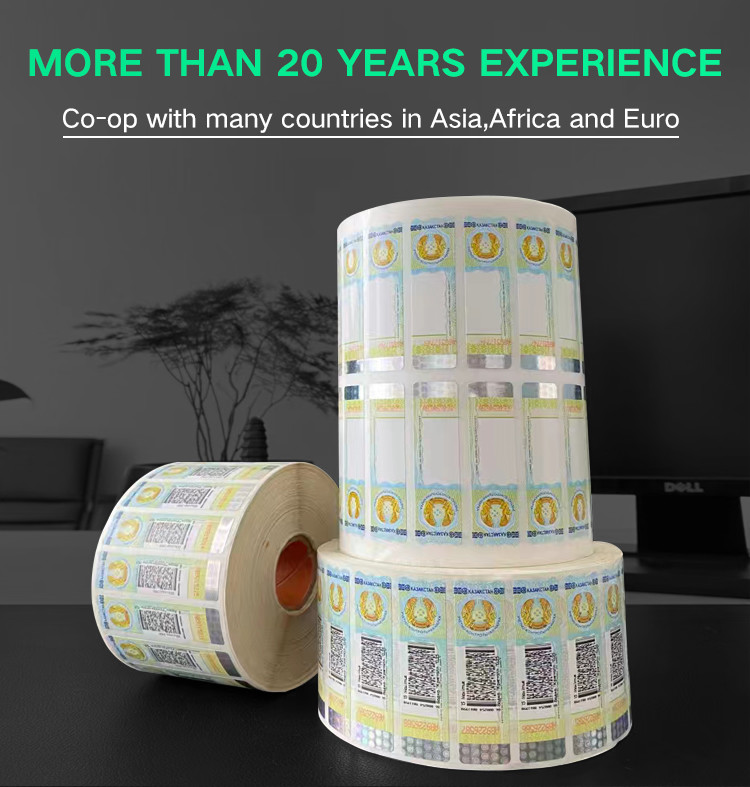 CMYK Pantone Color Cigarette Tax Stamp Labels Anti Counterfeiting Eggshell Sticker