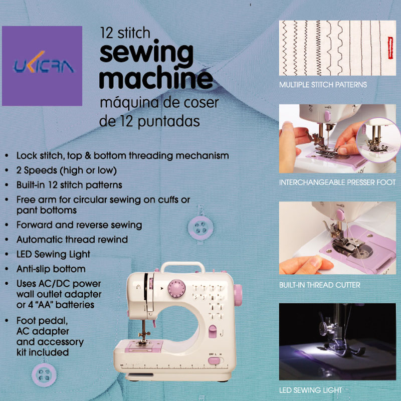 Manual Feed Mechanism Easy to Operate Domestic Sewing Machine for Pattern Embroidery
