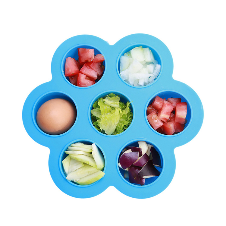 Cute Flower Shaped Food Grade High Quality Silicone Egg Bites Mold With Plastic Cap Silicone Ice Tray