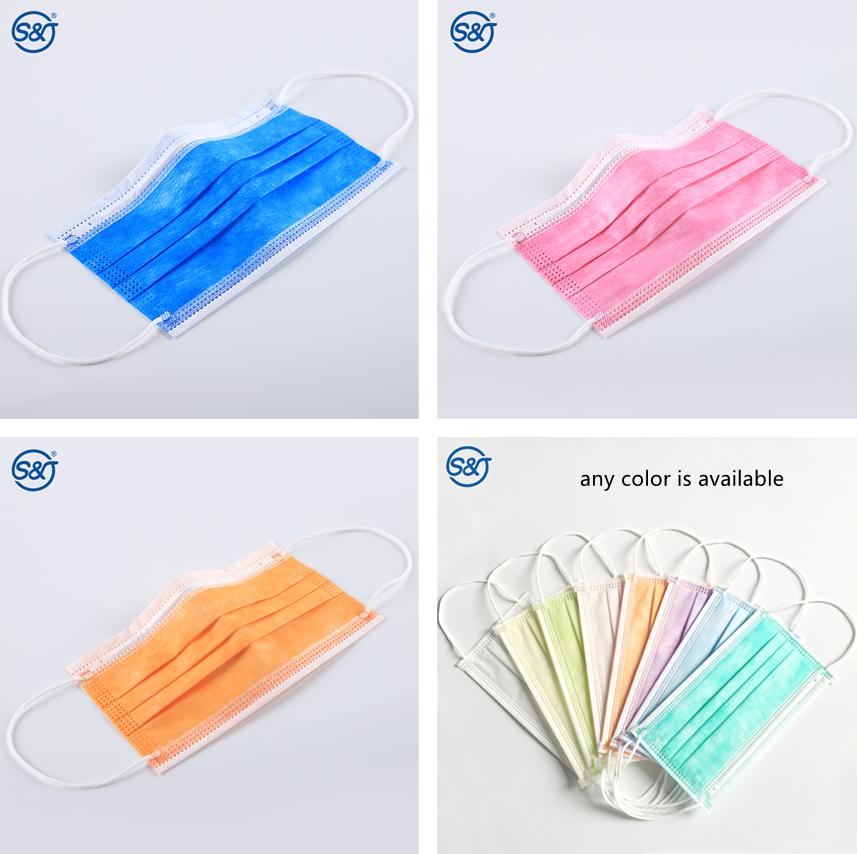 Disposable medical face mask S&J Wholesale non woven 3ply face mask customized ear-loop disposable medical surgical mask face