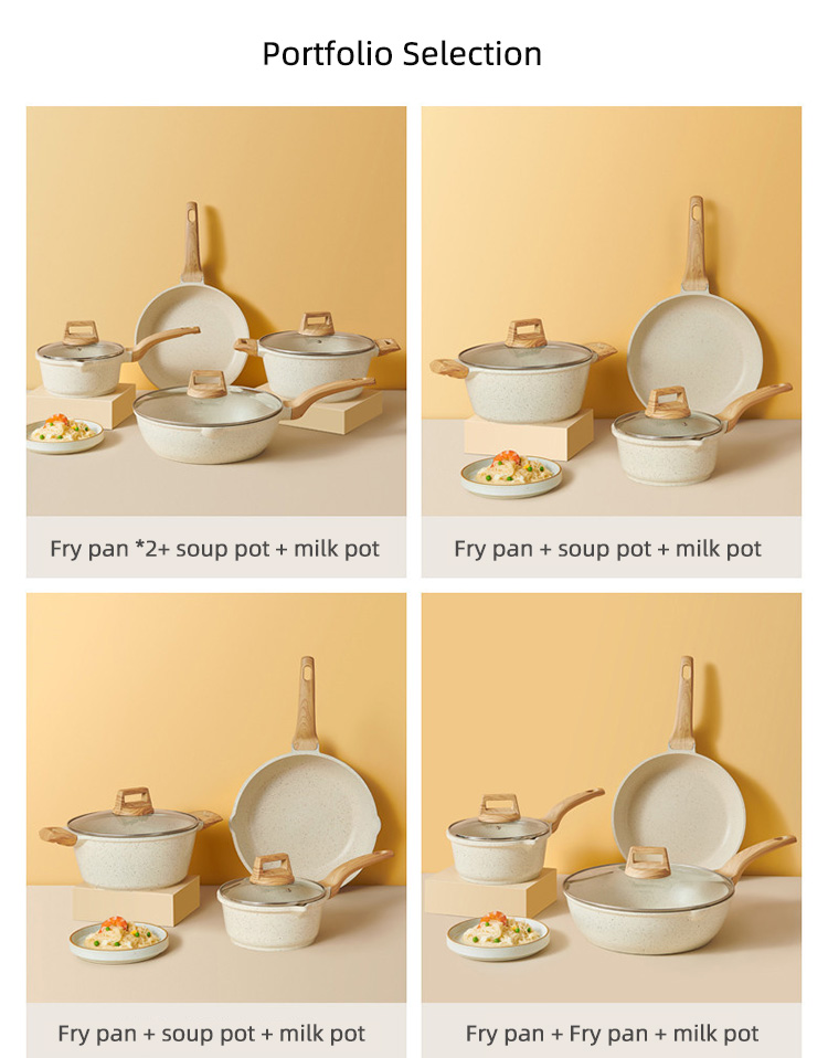 Custom Pots And Pans Maifan Stone Non-stick Coating Nonstick Kitchen Ware Cookware Sets Aluminum Cooking Pots Sets