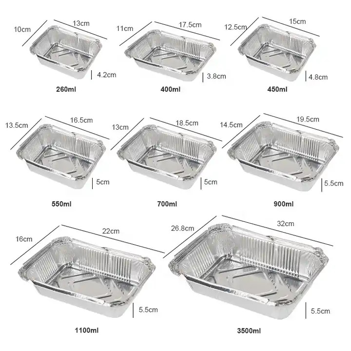 Length 30-600mm Aluminum Foil Lunch Box ＞0.05mm Thickness Perfect For Demands
