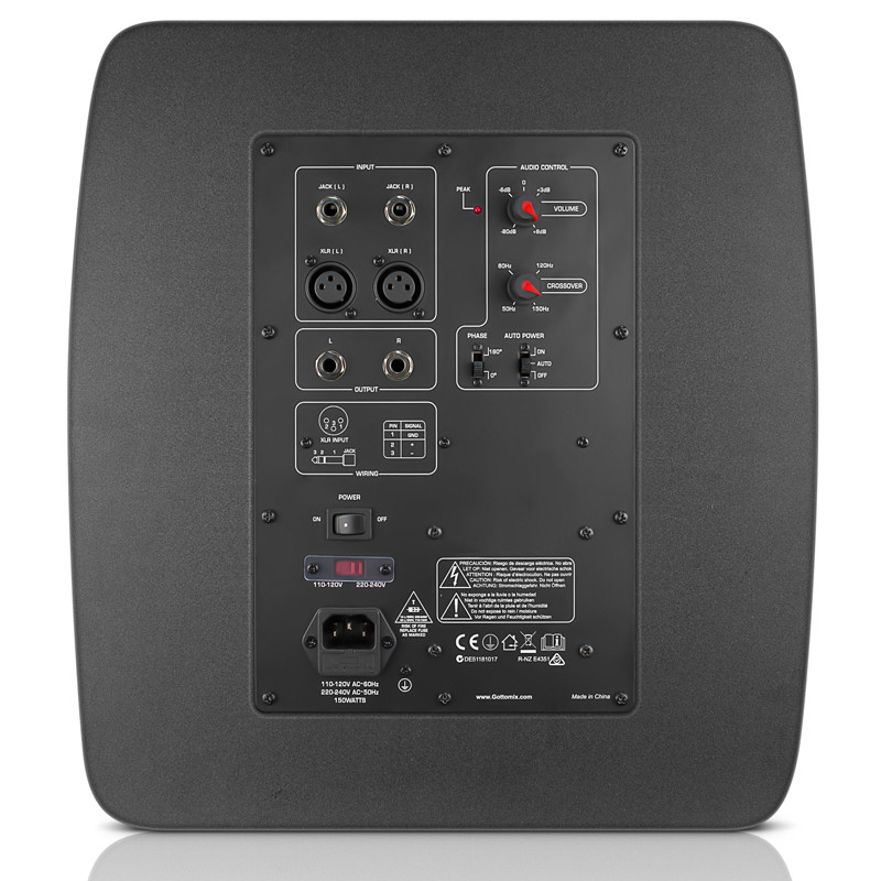 200W 10 Inch Subwoofer Speaker Powered Home Audio Speakers With Dual Audio Inputs