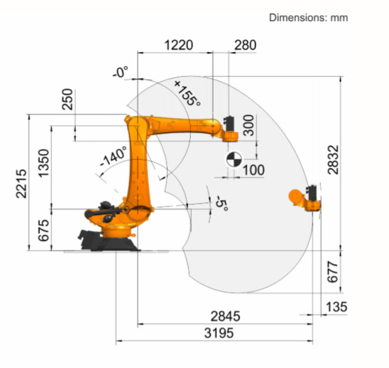 Universal Kuka Robot Arm 6 Axis KR 360 R2830 Floor Mounting IP65 Protection