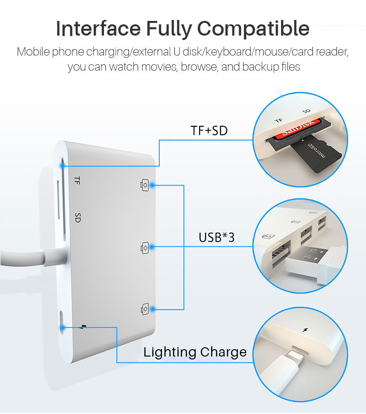 ABS 0.2M USB OTG Cable Adapter 45g 6 In 1 USB Adapter