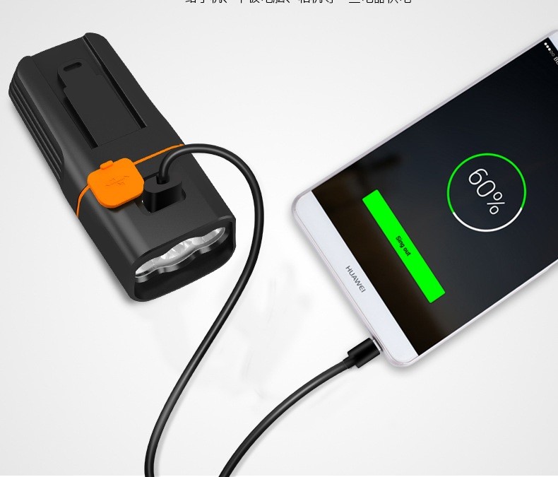 Aluminum Material Bicycle Lights Usb Rechargeable 3000lm Brightness Long Lifespan