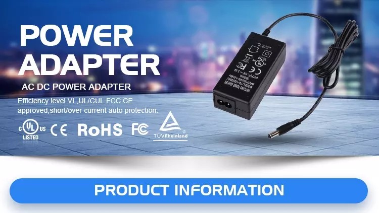 FCC listed 6V 5A 30W US AC plug Power Adapter with DC Cable and optional DC connector