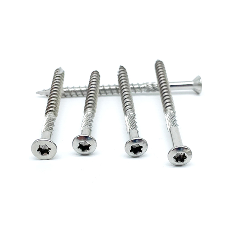 SS304 T25 Knuring Type17 Flat Wood Screws Torx Deck Screw With 6 Nibs