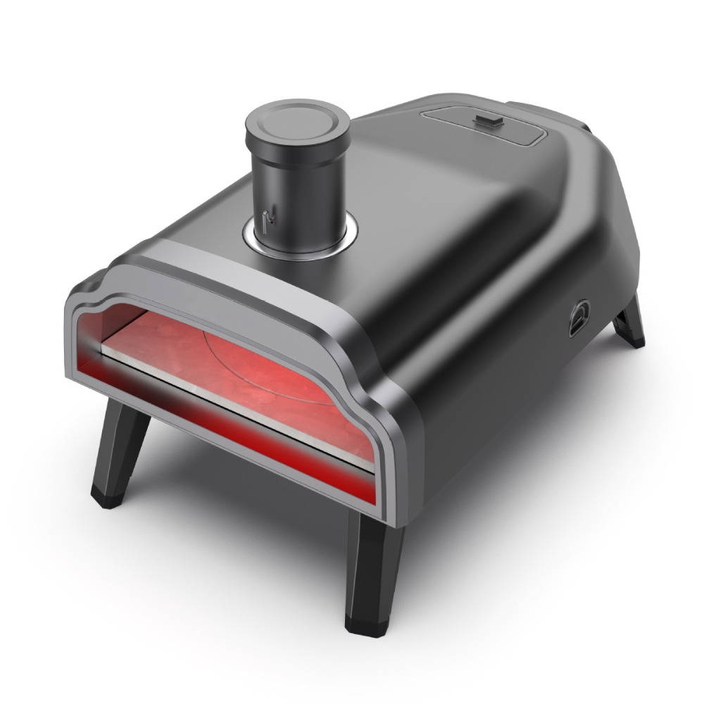 Matte Process Custom Stainless Steel 14" Pellet Rotating Pizza Oven for Outdoor Baking