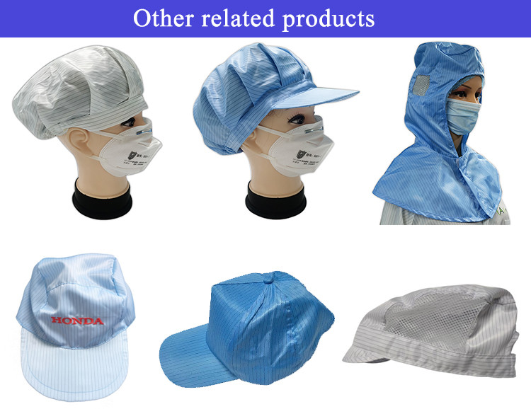 Antistatic ESD Hat 99% Polyester 1% Carbon Fiber For Industrial Workshops