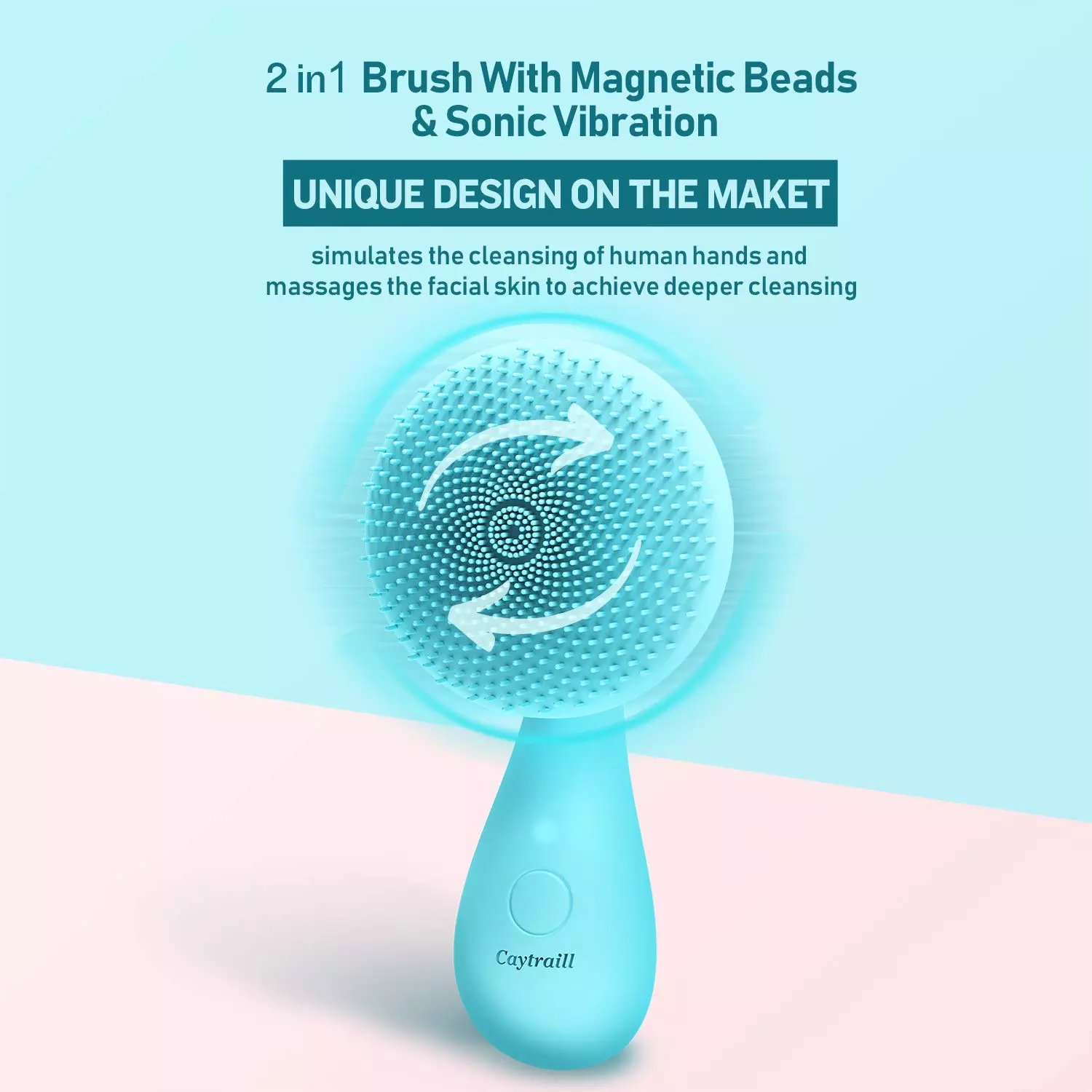 Rotating Magnetic Beads Silicone Facial Cleansing Brush 8000rmp/Min