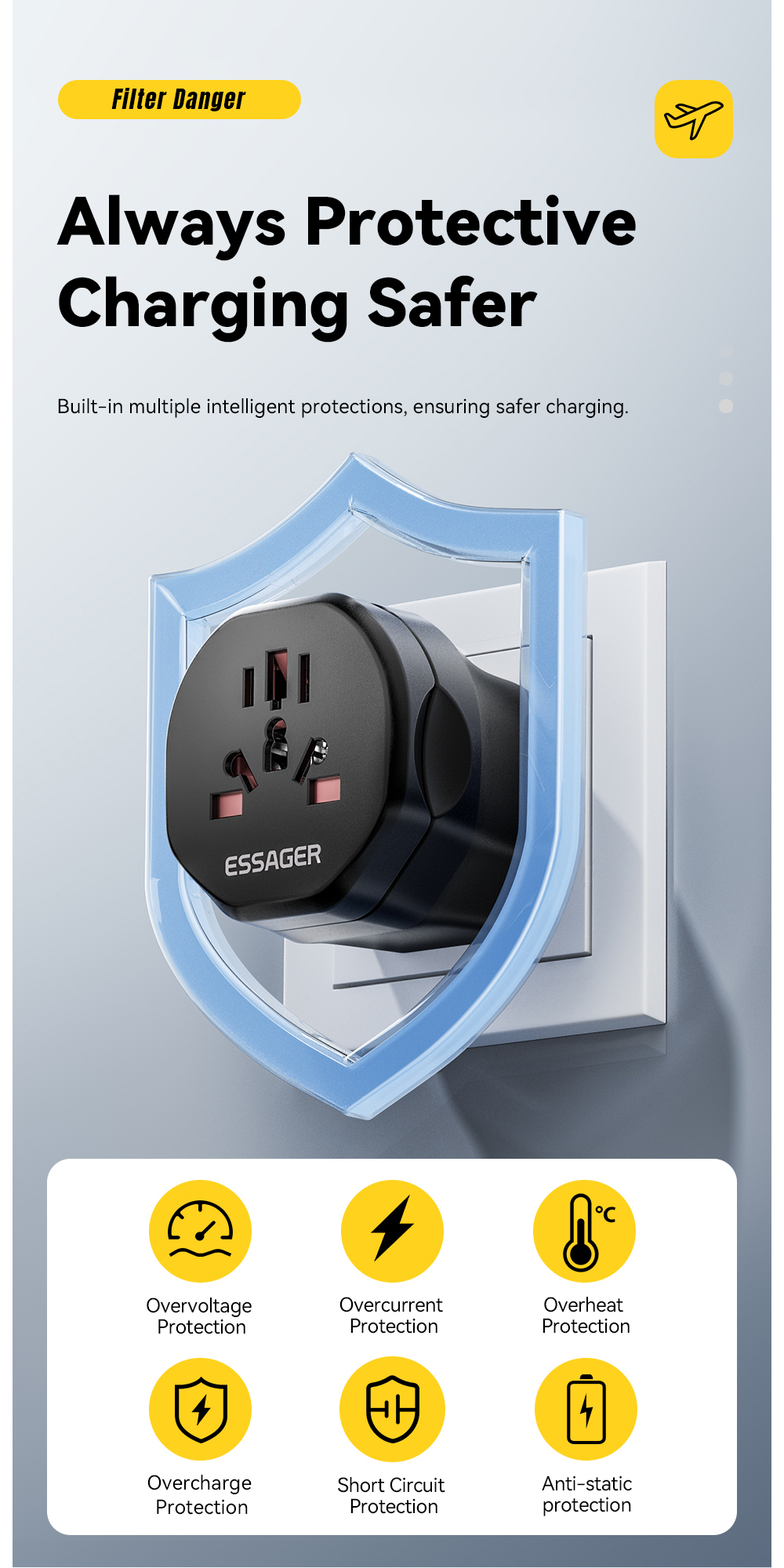 ESSAGER WL-033-WL-09 Series EU UK to Universal UK to EU Travel Power Adapter