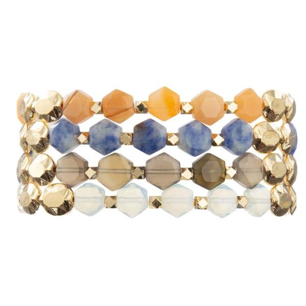 Opal Natural Beads Hexagon Stone Healing Power Bracelet Mala For Thanks Giving