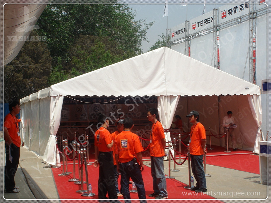 Colorful Red and White Fabric Tent Structures , PVC Party Tent Aluminum Alloy Frame