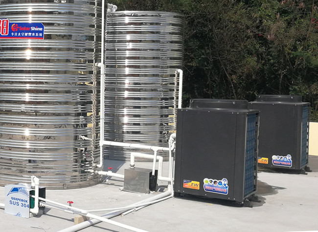 Safety Commercial Heat Pump Water Heater System Galvanized Sheet Housing Material