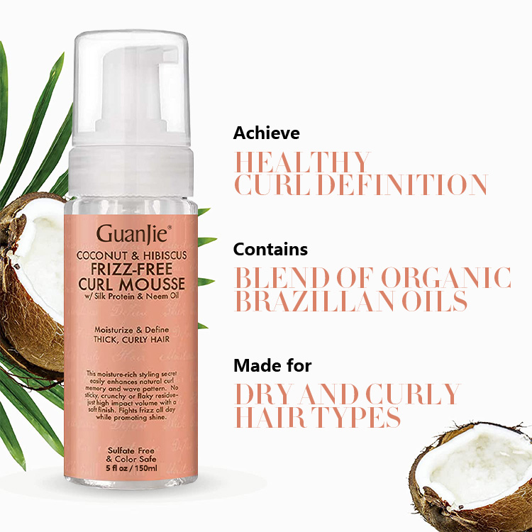 Non Greasy Formula Organic Hair Mousse For Curly Hair No Frizz No Flaking