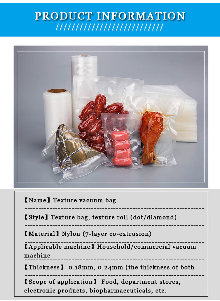 Reusable Food Saver Vacuum Sealer Bags Packaging Storage Compressed