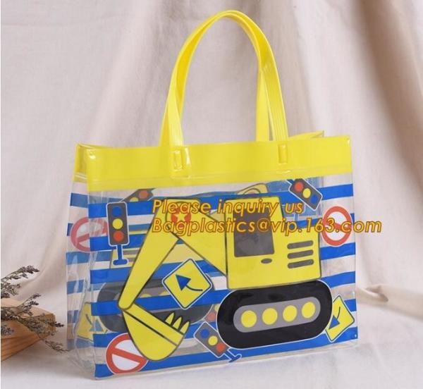 PVC plastic shopping bag transparent handle bags,Waterproof recycled handle