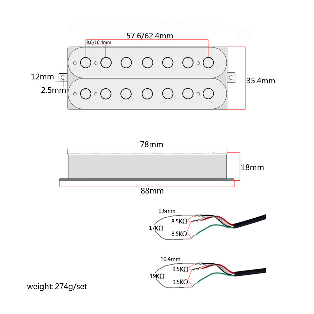 7 Strings Rainbow Humbucker Pickup Alnico 5 Magnet Double Coil Pickups Staggered Electric Guitar With Screws