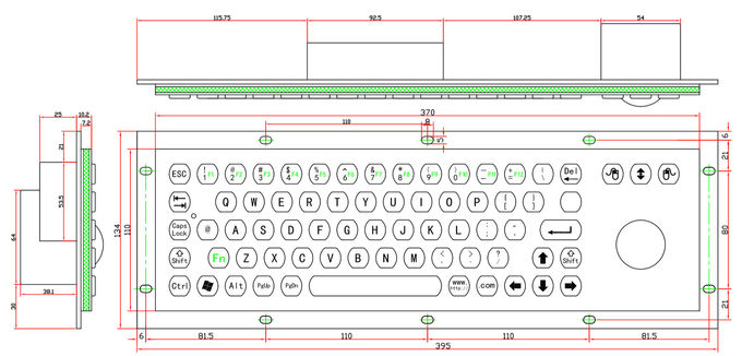 Skid Proof Metal Pc Keyboard 25 Or 38 Mouse Ball Type With Usb Interface