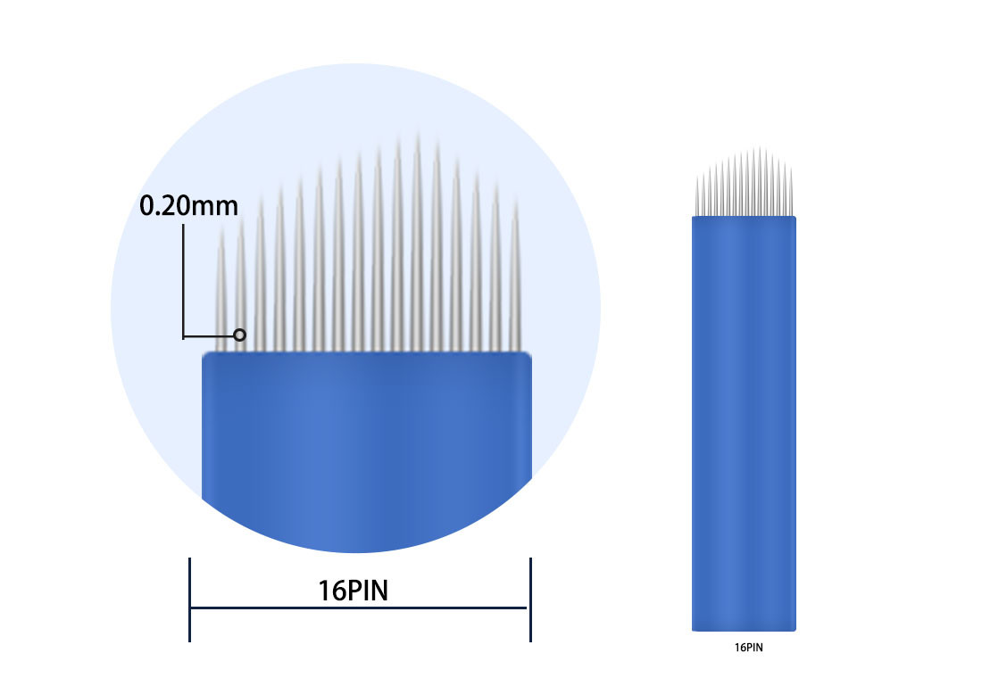 Blue Skin Tattoo Machine Needle 16 Pin 18 Pin 21 Pin Shape Microbing Blade For 3D Eyebrow Lips