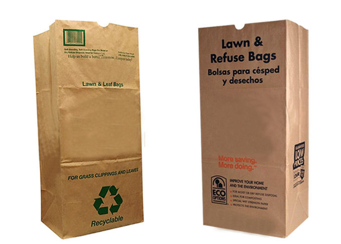Large Brown 4ply Paper Lawn And Leaf Bags Poly Lined Wet Waste Paper Refuse Bags