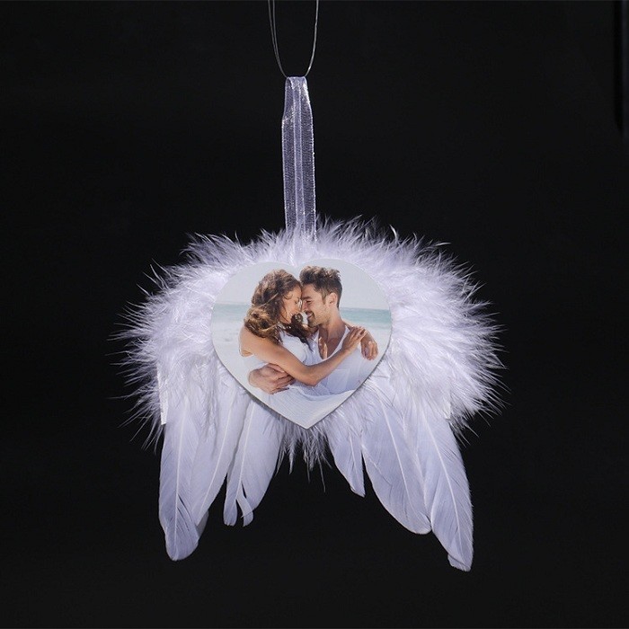 Sublimation Blank Feather Angel Wing Pendant DIY Gift Xmas Wedding Party Ornament