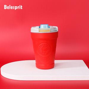 China Customized Silicone Coffee Mug Travel Use With Handle And Lock on sale