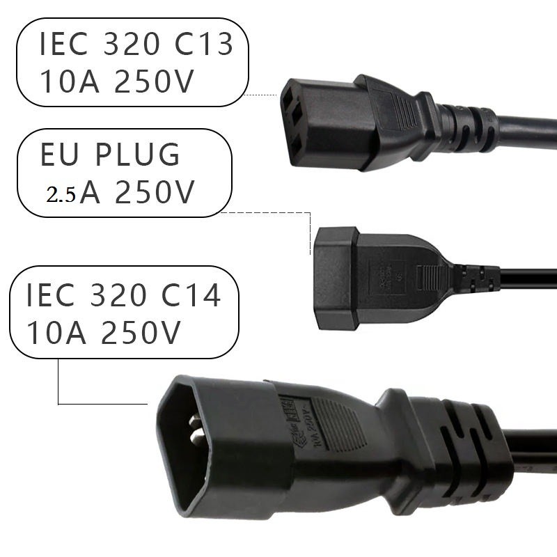 PDU Y Splitter C14 To C13 C5 And Type C Socket Power Adapter cable customized