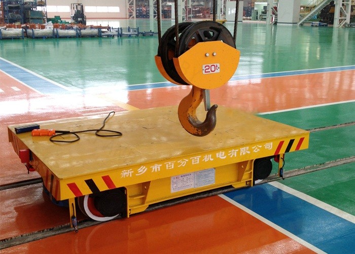 Concrete factory floor flatbed rail car with turning system