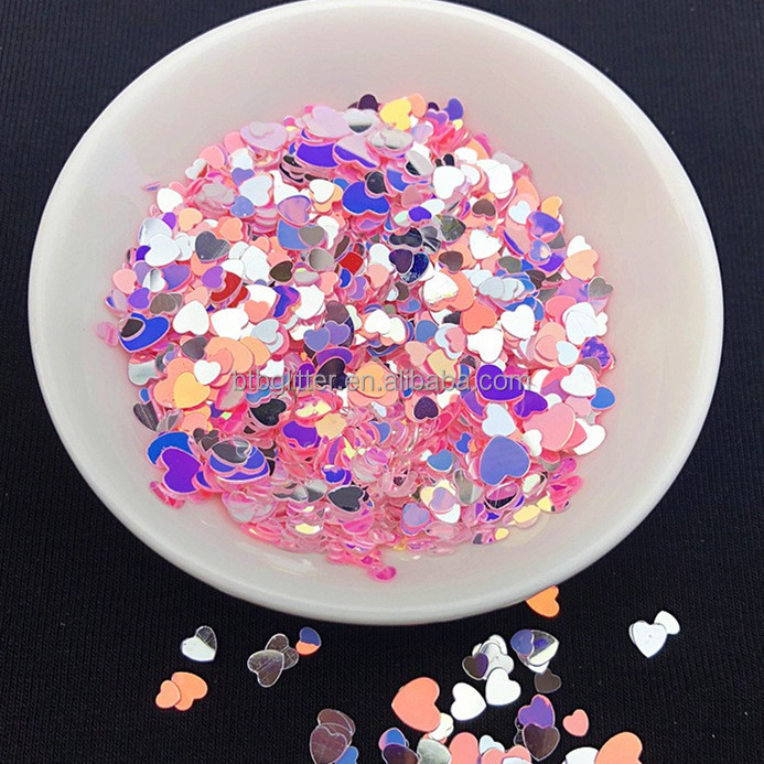PVC Custom Heart Shape Nail Glitter Sequins Transparent Glitter for Other Holiday Supplies